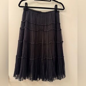 BCBGMaxAzria Black Midi A-Line Skirt